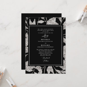 Invitation Mariage Formel Glamour Noir et Argent