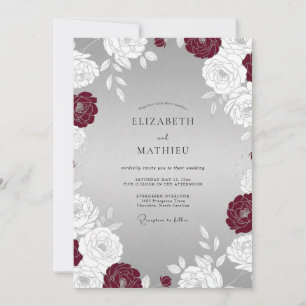 Invitation Mariage Formel Hivernal Bourguignon Argent