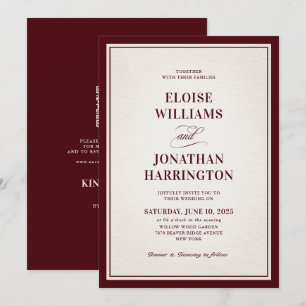 Invitation Mariage Formel Luxueux Bourgogne Argent Ancien
