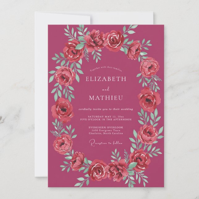 Invitation Mariage Formel Magenta Poli (Devant)