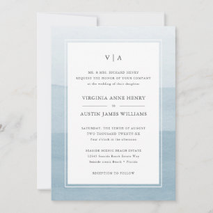 Invitation Mariage Formel Moderne Bleu