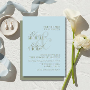 Invitation Mariage Formel Moderne Écriture Citron Bleu