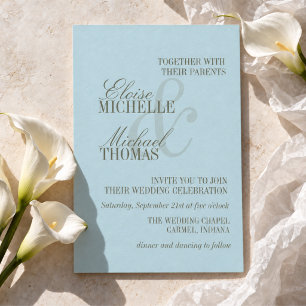 Invitation Mariage Formel Moderne Écriture Citron Bleu