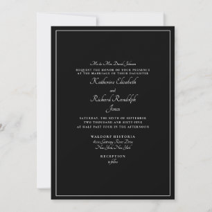 Invitation Mariage Formel Noir en un Lieu Parents 