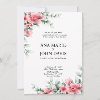 Invitation Mariage formel Pastel Flower
