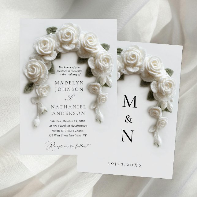 Invitation Mariage Formel Romantique à l'Arche de Roses Blanc (Créateur téléchargé)