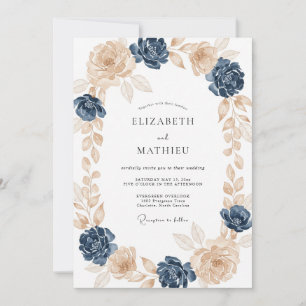 Invitation Mariage Formel Rose Champagne Indigo