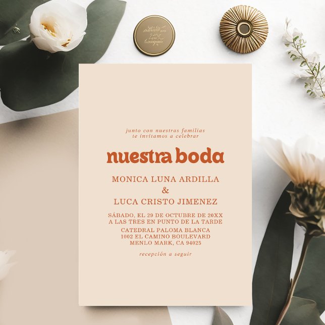 Invitation Mariage Formel Simple Terracotta Nuestra Boda (Créateur téléchargé)
