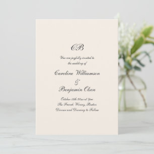 Invitation Mariage Formel Traditionnel Noir Ivoire Monogramme