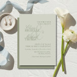 Invitation Mariage Formel Vert Sauge Écriture Moderne<br><div class="desc">Invitez vos invités à votre grand jour avec ce faire-part de mariage formel vert sauge à l'écriture moderne ! Ce design présente une police d'écriture élégante avec une couleur vert sauge luxueuse parfaite pour votre mariage formel. Personnalisez facilement les détails avec l'outil de conception de Zazzle ! Vous avez une...</div>