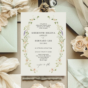 Invitation Mariage Formel Vintage Rustique aux Fleurs Sauvage