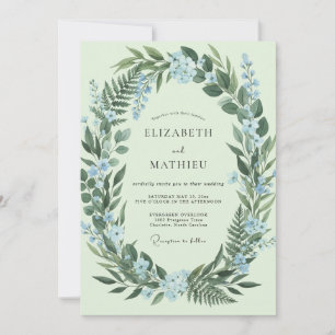 Invitation Mariage Fougère Azur Menthe