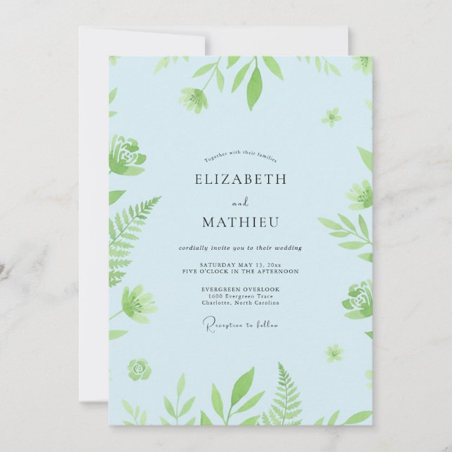 Invitation Mariage Fougère Glace Pistache (Devant)