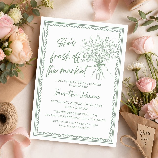 Invitation Mariage fraîchement sorti du marché Dessin à la ma (Créateur téléchargé)
