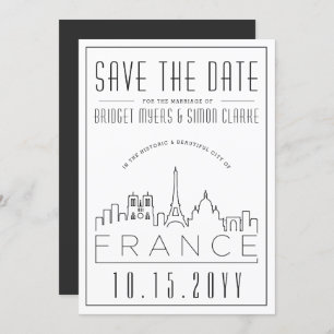 Invitation Mariage France   Skyline stylisée Enregistrer la d
