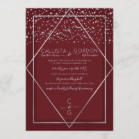 Mariage frontalier de Confetti Geo en argent rouge