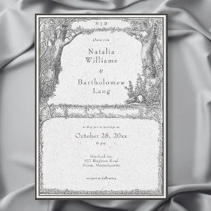Invitation Mariage frontalier de la forêt médiévale gothique 