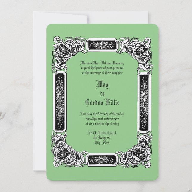Invitation Mariage frontalier de l'époque victorienne 1850 Fl (Devant)