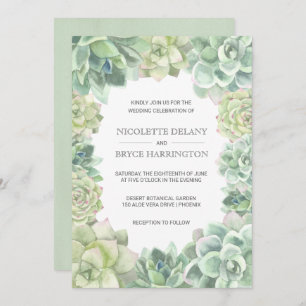 Invitation Mariage frontalier des succulents verts botaniques