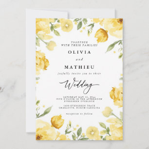 Invitation Mariage frontalier jaune soleil