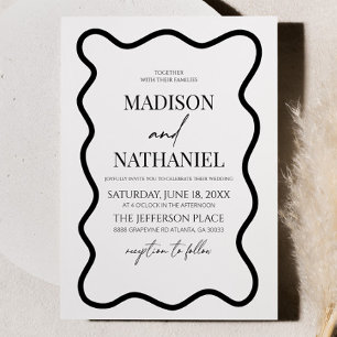 Invitation Mariage frontalier noir blanc élégant