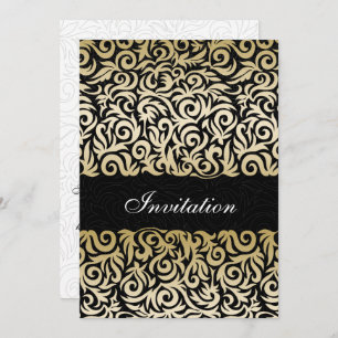 Invitation mariage frontalier noir et or noir