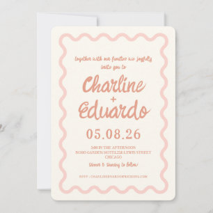 Invitation Mariage frontalier rose vif