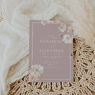 Invitation Mariage frontière blanc Fleur sauvage blanc enchan