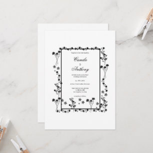 Invitation Mariage frontière floral blanc