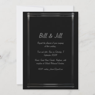 Invitation Mariage frontière géométrique Art Déco noir + arge