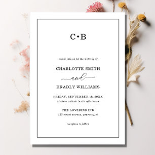 Invitation Mariage frontière noir et blanc minimaliste