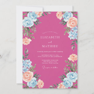 Invitation Mariage Fuchsia Floraison Céruléenne