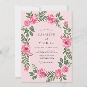 Invitation Mariage Fuchsia Rose Chaude
