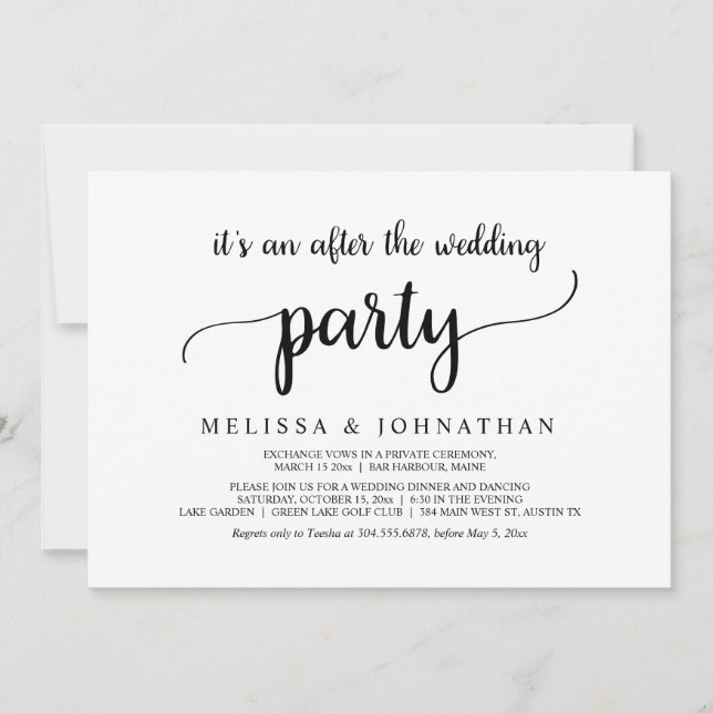 Invitation Mariage Fuite de Noces Fête de Mariage (Devant)