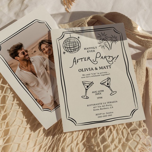 Invitation Mariage Fuite de Nuit de Fête Après Heureux (Happily Ever After Party Elopement Wedding Invitation)