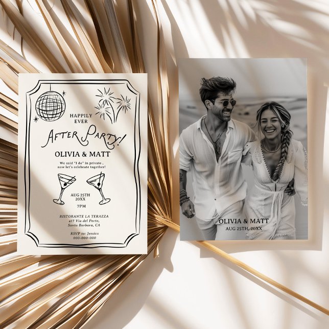 Invitation Mariage Fuite de Nuit de Rêve (Happily Ever After Party Elopement Wedding Invitation)