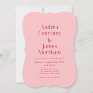 Invitation Mariage Funky Rose Chaud Rétro
