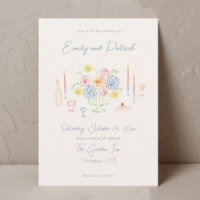 Mariage funky Whimsical Pastel dessiné à la main