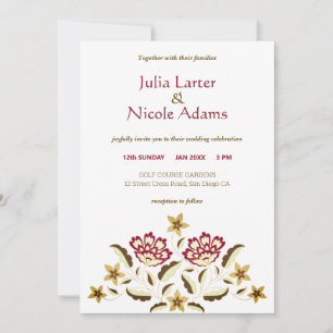 Invitation Mariage Fusion Classique Orné de Design Rose Vinta