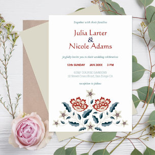 Invitation Mariage Fusion Classique Orné de Style Rose Vintag