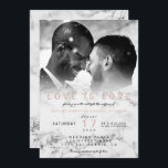 Invitation Mariage gai de photo de marbre blanche moderne<br><div class="desc">Le même mariage de genre,  amour est d'ombre de marbre blanc simple d'amour faire-part de mariage gai moderne et élégant avec votre photo de couples et typographie élégante, </div>