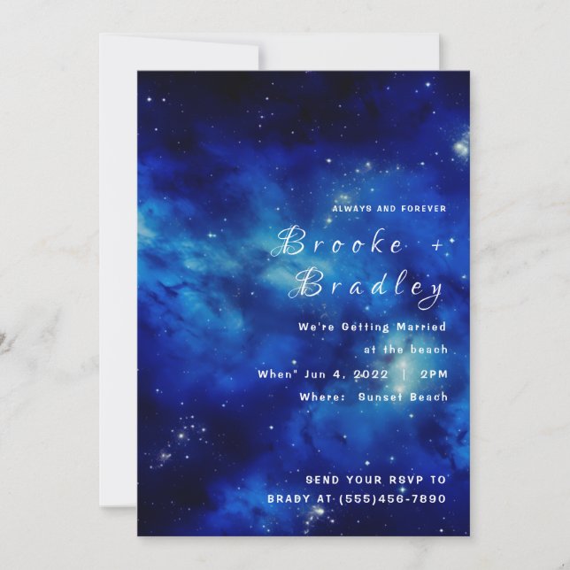 Invitation Mariage Galaxie Océan Céleste (Devant)
