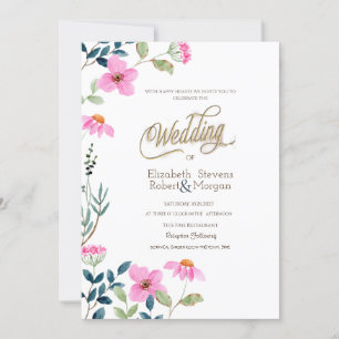 Invitation Mariage Garden Pink Flowers