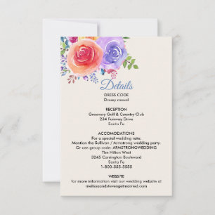 Invitation Mariage Garden Rose Watercolor Détails Boîtier