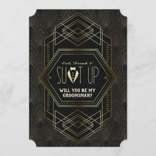 Invitation Mariage Gatsby Or Vintage Garçon d'Honneur