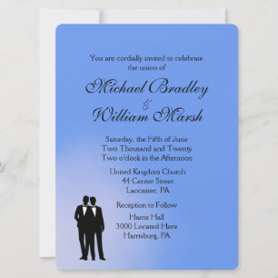 Invitation Mariage Gay Blue Groom et Groom Gay