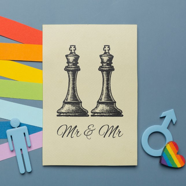 Invitation Mariage gay de deux rois (To celebrate your special day we present two King chess pieces in an elegant ivory color.)