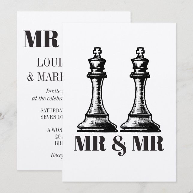 Invitation Mariage gay de deux rois (Devant / Derrière)