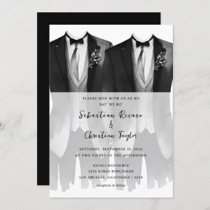 Invitation Mariage gay deux pièces en costume et Cravate