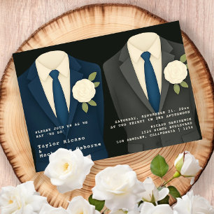 Invitation Mariage gay deux pièces en costume et Cravate